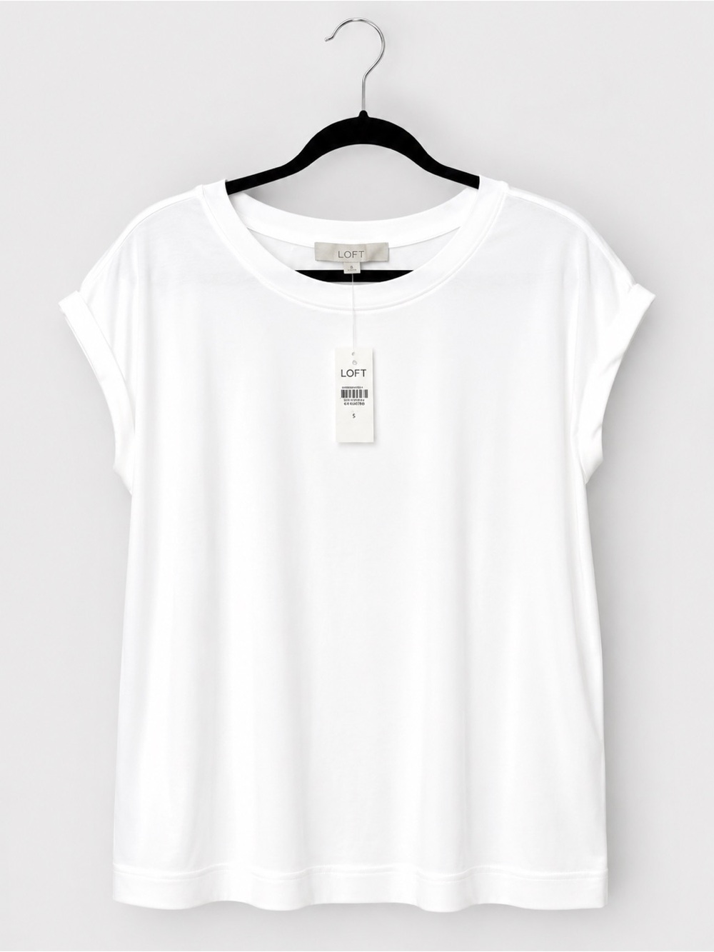 LOFT Modern Wedge Tee White Cotton Modal Cap Sleeve Top Small NWT